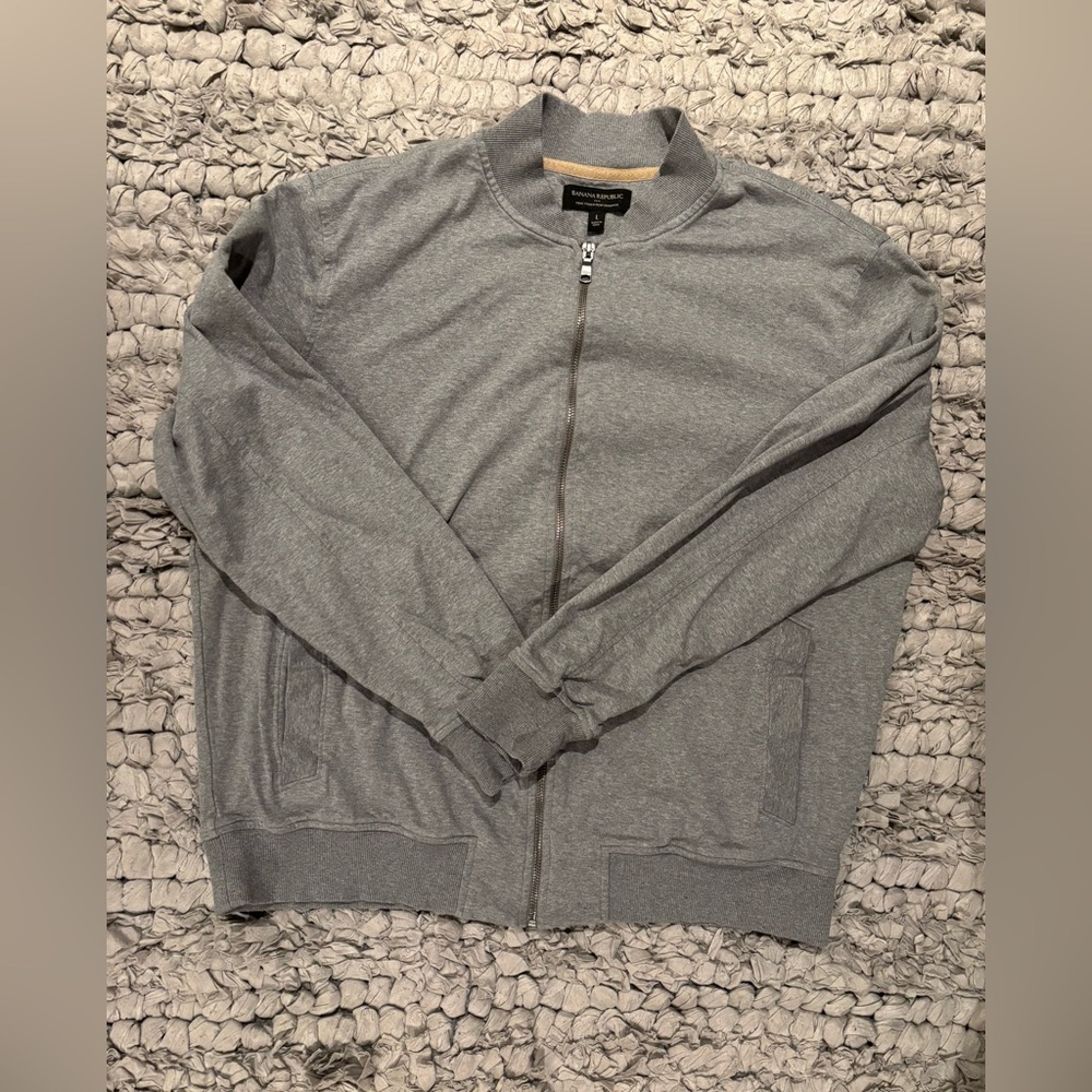 Banana Republic Gray Luxe Touch Performance Full Zip Sweatshirt / Jacket